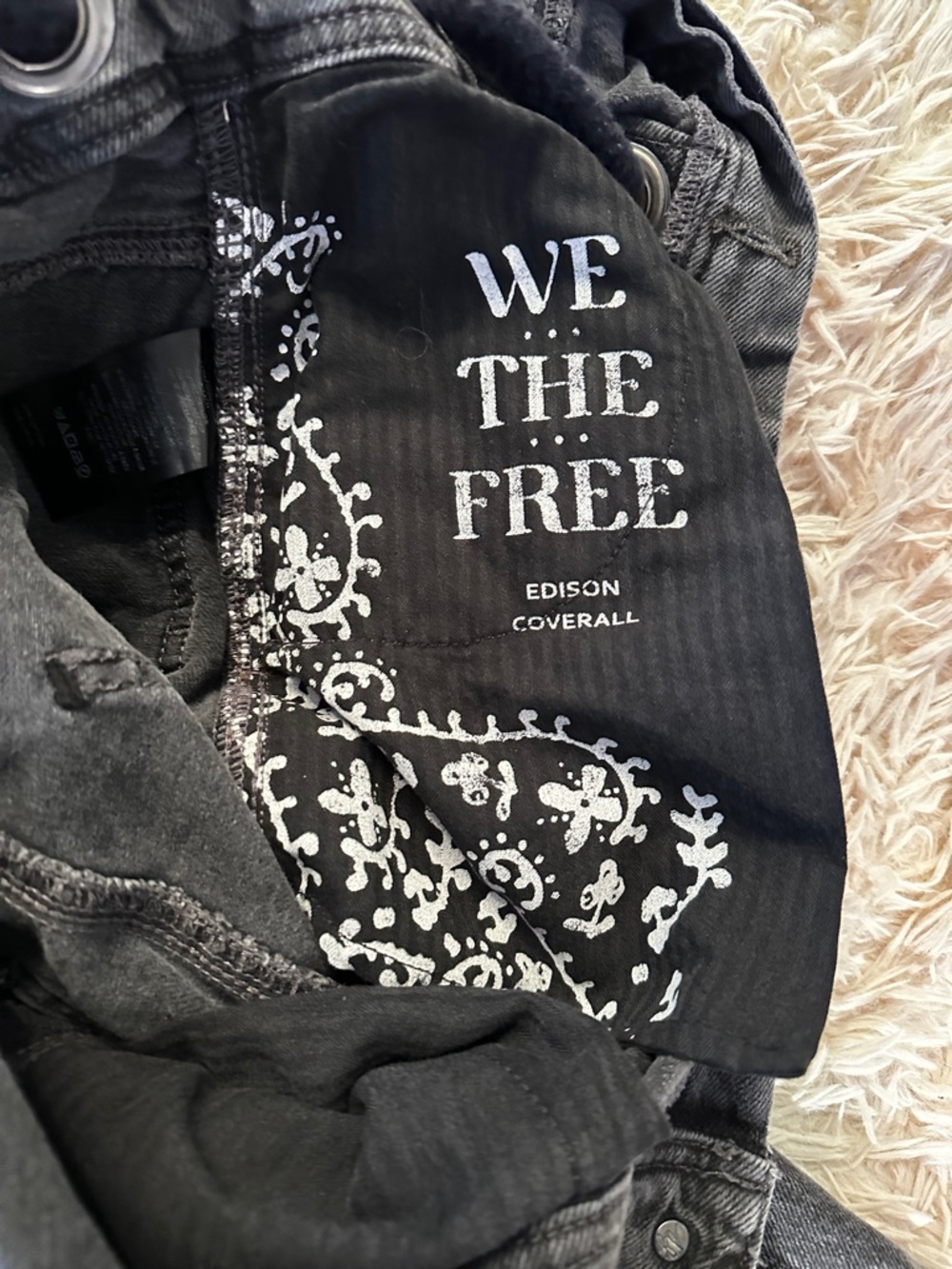 NWT Free People We The Free Edison Wide-Leg Black Denim Coverall Size XS - Picture 12 of 13